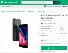 APPLE iPhone 8 bei microspot.ch für 555 CHF