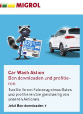 Migrol Gutschein – 20% Car Wash Rabattbon (Als PDF im Deal) bis 28 September gültig!