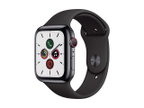 APPLE Watch Series 5 GPS + LTE Space Schwarz/Schwarz (44 mm, Edelstahl, Silikon)