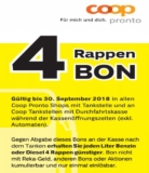 4 Rappen pro Liter bei Coop Pronto Tankstellen