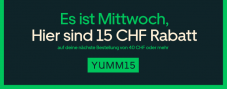 Uber Eats: CHF 15.- Rabatt ab CHF 40.- Bestellung