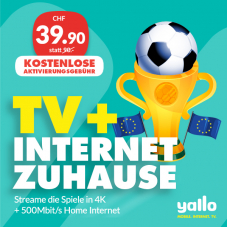 yallo: Home Cable M + TV mit 500Mbit/s für CHF 39.90 statt CHF 90.- [gratis Aktivierung]