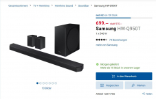 Samsung, Dolby Atmos mit Rücklautsprechern, HW-Q950T zu CHF 699.–